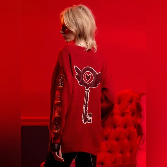 Hazbin Hotel Character Patch Girls Zippered Cardigan, Large - Picture 4 of 5